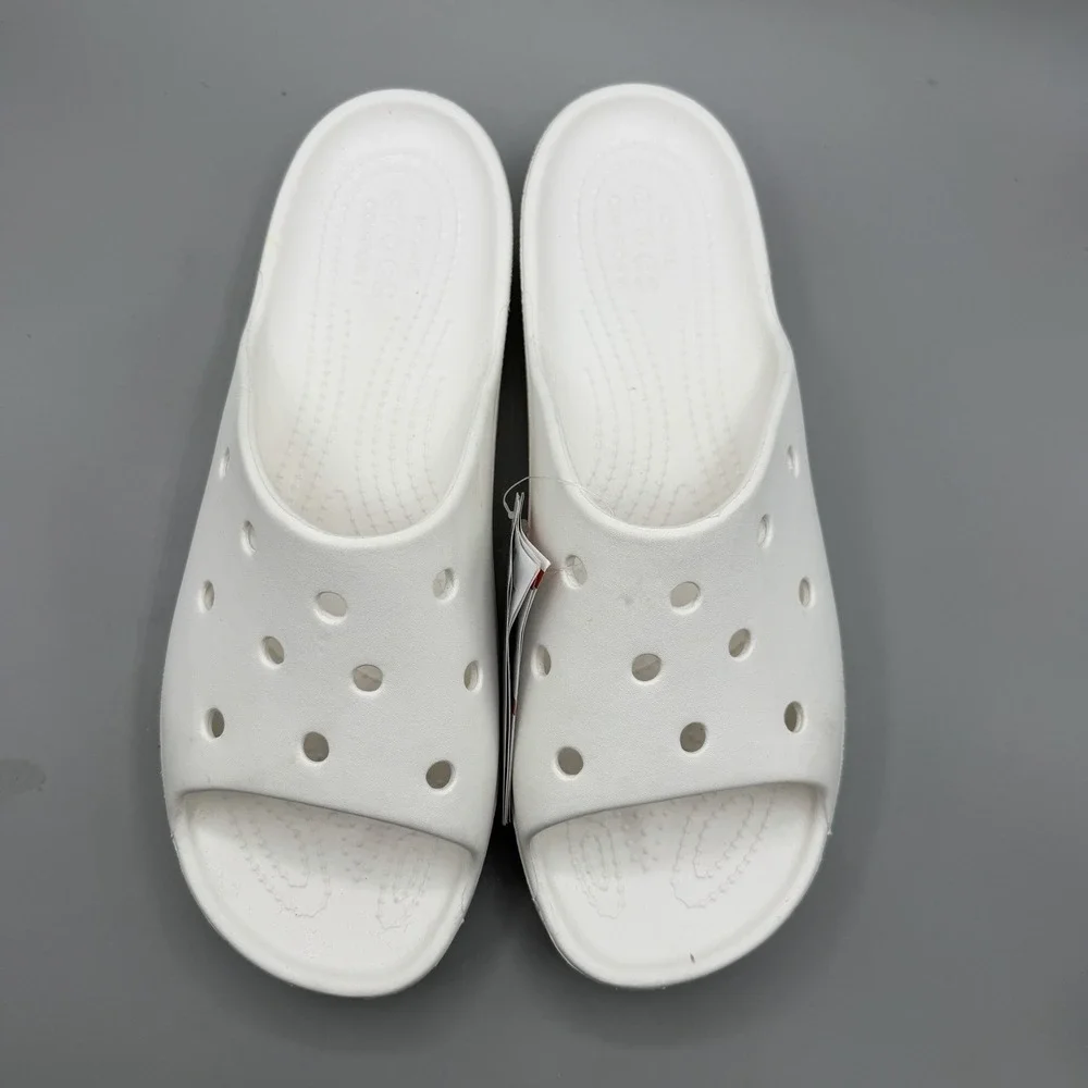 Crocs Classic Platform Slide White Womens Size 11 Casual Sandals Slippers NEW